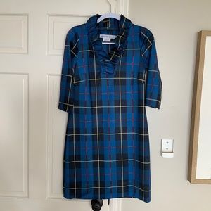 Gretchen Scott Fersey Ruffneck Plaid Dress